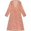 Women's Poppy Block Print V-Neck Fit-N-Flare Long Sleeve Caftan  Dress, Pink - Cover-Ups - 1 - thumbnail