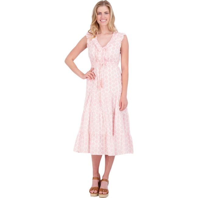 Women's Giselle Star V-Neck Ruffle Sleeve Maxi Dress, Pink - Dresses - 2