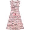 Women's Giselle Ikat V-Neck Ruffle Sleeve Maxi Dress, Cream, Red & Navy - Dresses - 1 - thumbnail