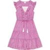 Women's Giselle Booti V-Neck Ruffle Sleeve Mini Dress, Fuschia - Dresses - 1 - thumbnail