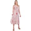 Women's Giselle Ikat V-Neck Ruffle Sleeve Maxi Dress, Cream, Red & Navy - Dresses - 2