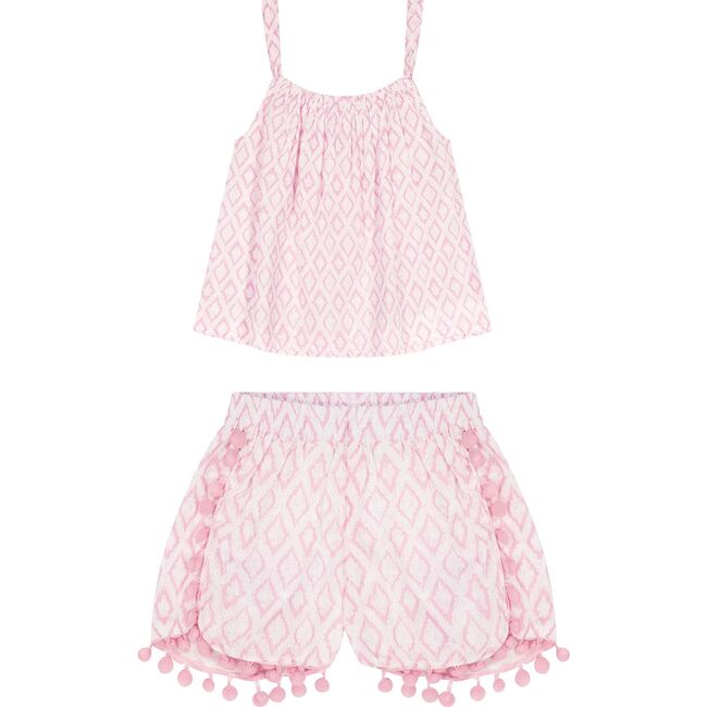 Colette Ikat Top & Short Set, Soft Pink