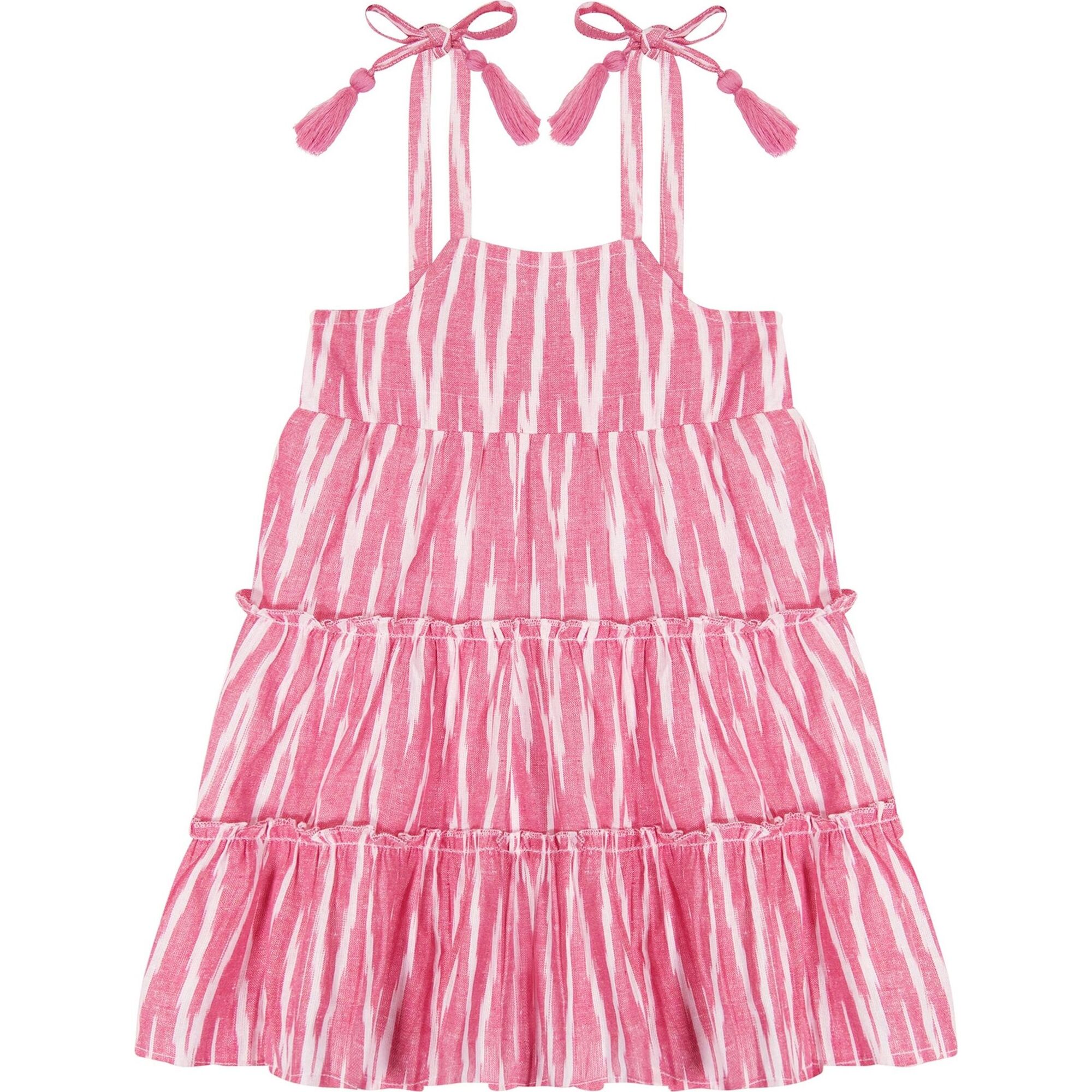 Bella Ikat Shoulder Tie Sundress, Rose - Rompers - 1