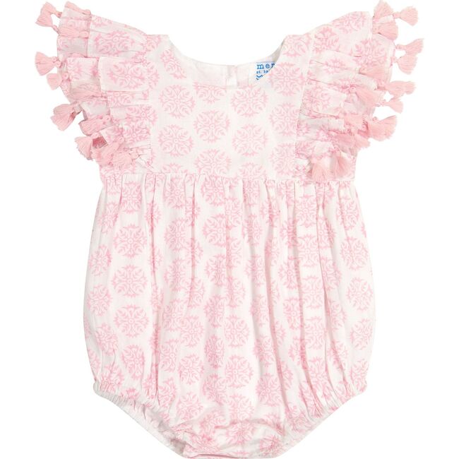 Baby Anna Star Print Tassel Flutter Sleeve Romper, Pink
