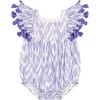 Baby Anna Ikat Tassel Flutter Sleeve Romper, Blue - Rompers - 1 - thumbnail