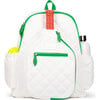 Pickleball Time Backpack, Quilted White & Green - Bags - 1 - thumbnail