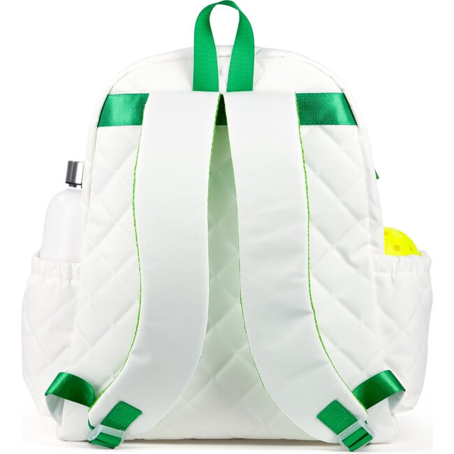 Pickleball Time Backpack, Quilted White & Green - Bags - 3