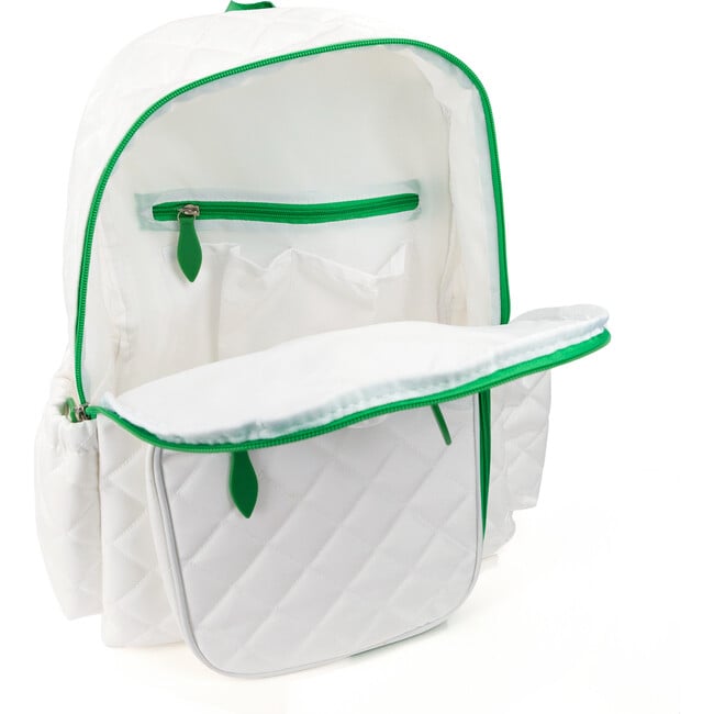 Pickleball Time Backpack, Quilted White & Green - Bags - 4