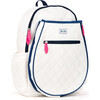Jr Love Tennis Backpack, Quilted White, Navy & Pink - Backpacks - 4
