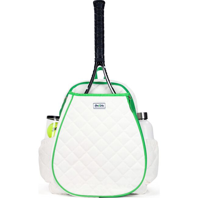 Game On Tennis Backpack, Quilted White & Green
