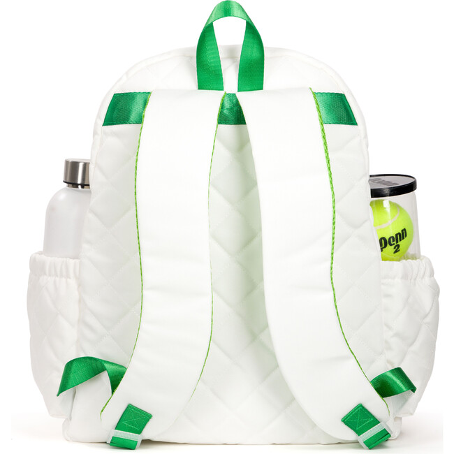 Game On Tennis Backpack, Quilted White & Green - Backpacks - 3