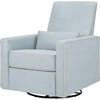 Piper Recliner & Swivel Glider, Heathered Blue & Cream Piping - Nursery Chairs - 1 - thumbnail