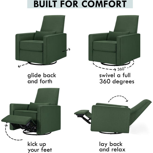 Piper Recliner & Swivel Glider, Pine Green - Nursery Chairs - 3