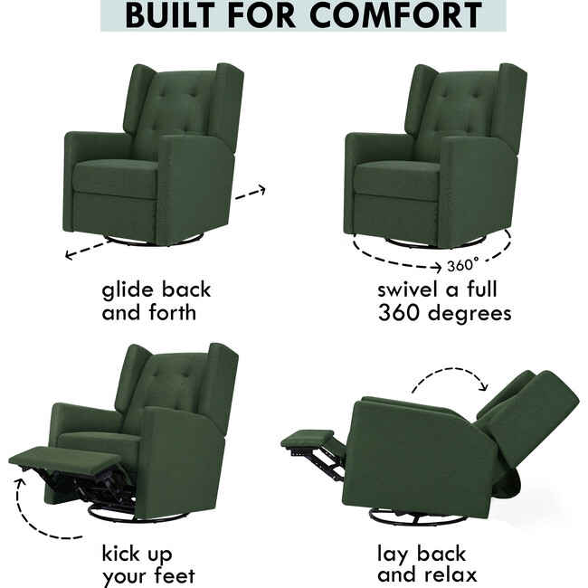 Maddox Recliner & Swivel Glider, Pine Green - Nursery Chairs - 3