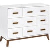 Scoot 6-Drawer Dresser, White & Natural Walnut - Dressers - 1 - thumbnail