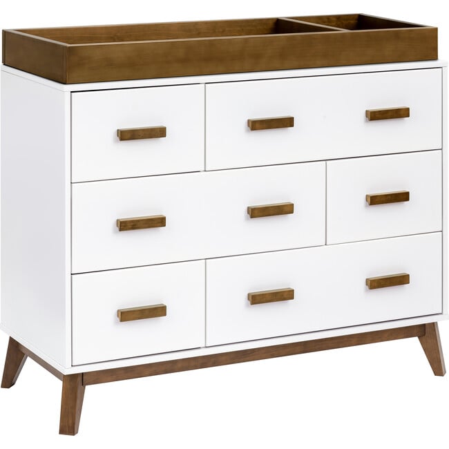 Scoot 6-Drawer Dresser, White & Natural Walnut - Dressers - 5