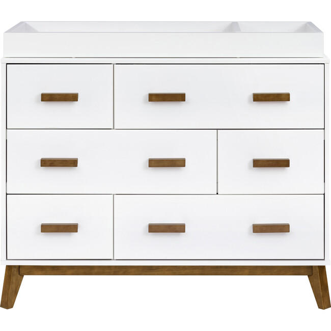 Scoot 6-Drawer Dresser, White & Natural Walnut - Dressers - 6