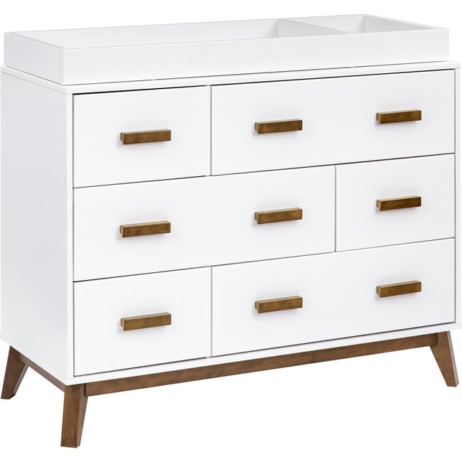 Scoot 6-Drawer Dresser, White & Natural Walnut - Dressers - 7