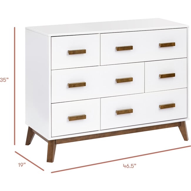 Scoot 6-Drawer Dresser, White & Natural Walnut - Dressers - 8