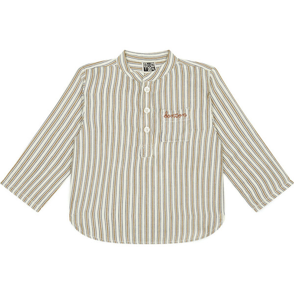 Ultra-Soft Striped Matt Baby Shirt - BONTON Tops | Maisonette