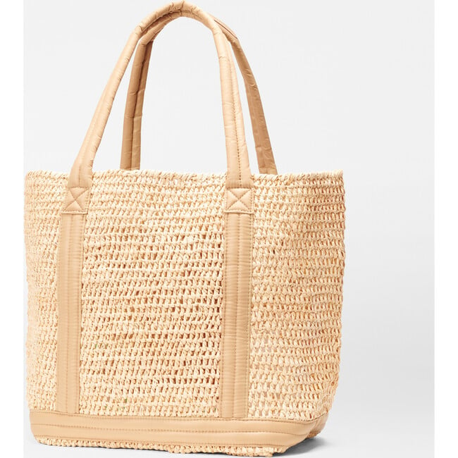 Women's Medium Raffia Tote, Camel - Bags - 3