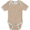 Ribbed Knit Short Sleeve Retro Bodysuit, Oat - Bodysuits - 1 - thumbnail