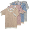 Ribbed Knit Short Sleeve Retro Top, Heather Grey - Shirts - 5