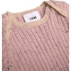 Ribbed Knit Short Sleeve Retro Bodysuit, Ash Rose - Bodysuits - 2