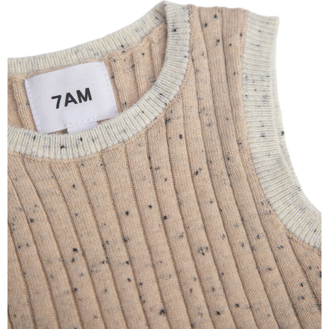 Ribbed Knit Retro Tank Top, Oat - Shirts - 2