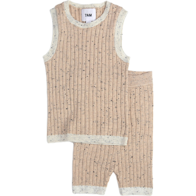 Ribbed Knit Retro Tank Top, Oat - Shirts - 3