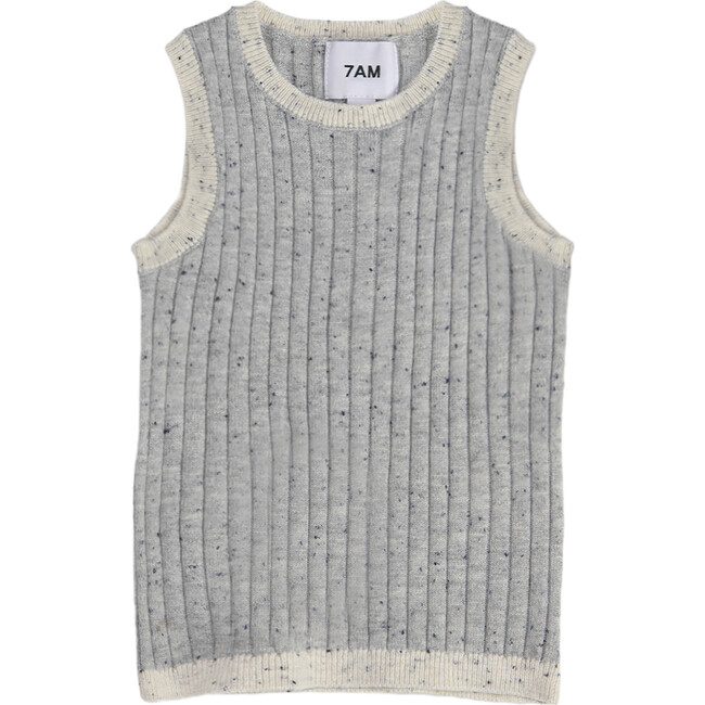 Ribbed Knit Retro Tank Top, Heather Grey