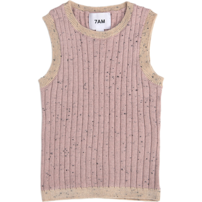 Ribbed Knit Retro Tank Top, Ash Rose