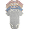 Ribbed Knit Short Sleeve Retro Bodysuit, Heather Grey - Bodysuits - 5