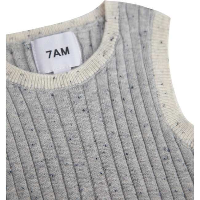 Ribbed Knit Retro Tank Top, Heather Grey - Shirts - 2