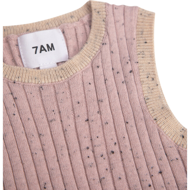 Ribbed Knit Retro Tank Top, Ash Rose - Shirts - 2