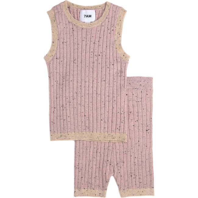 Ribbed Knit Retro Tank Top, Ash Rose - Shirts - 3