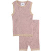 Ribbed Knit Retro Tank Top, Ash Rose - Shirts - 3