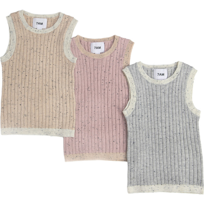 Ribbed Knit Retro Tank Top, Heather Grey - Shirts - 4