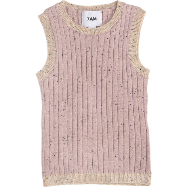 Ribbed Knit Retro Tank Top, Ash Rose - Shirts - 4