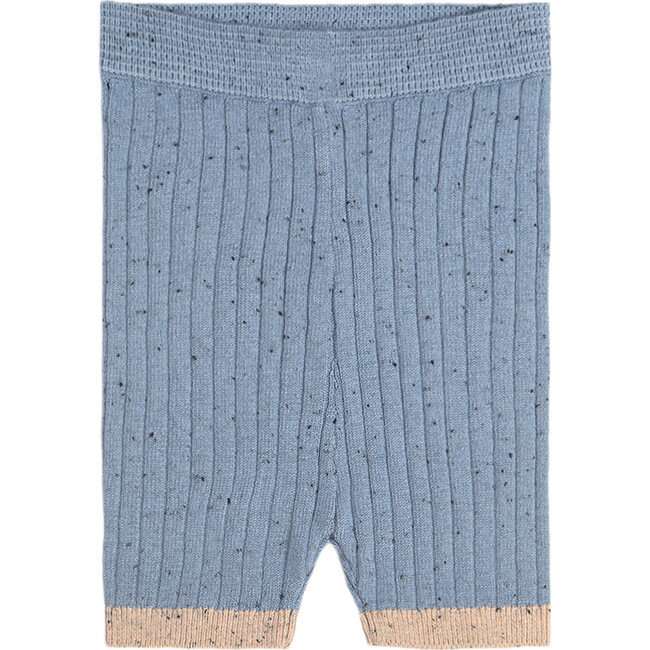 Ribbed Knit Retro Biker Shorts, Lake Blue