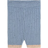 Ribbed Knit Retro Biker Shorts, Lake Blue - Shorts - 1 - thumbnail