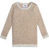 Ribbed Knit Long Sleeve Retro Top, Oat - Shirts - 1 - thumbnail