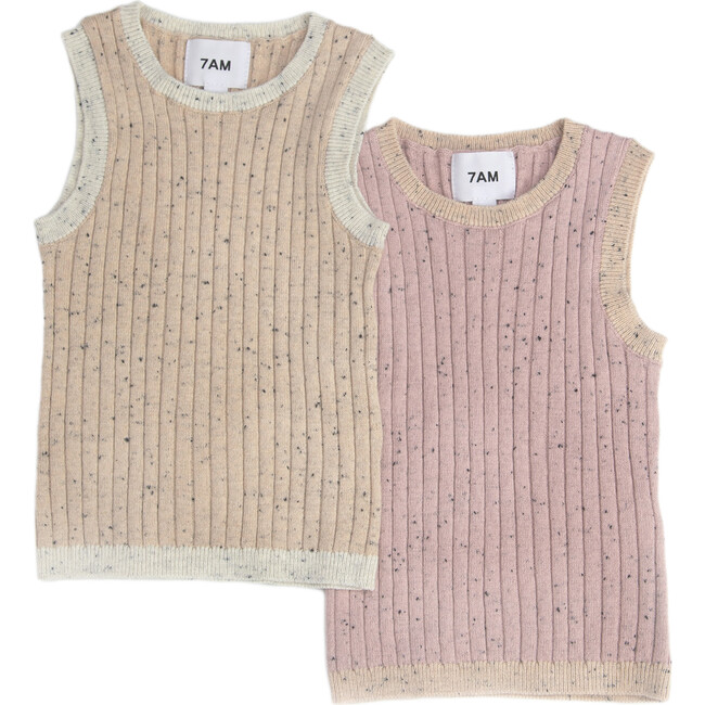 Ribbed Knit Retro Tank Top, Ash Rose - Shirts - 7