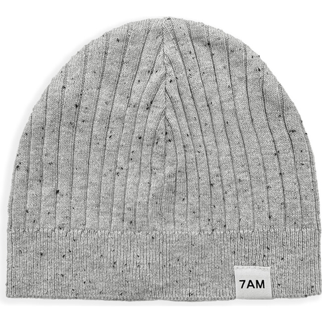 Ribbed Knit Retro Beanie, Heather Grey