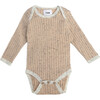 Ribbed Knit Long Sleeve Retro Bodysuit, Oat - Bodysuits - 1 - thumbnail