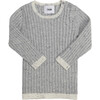 Ribbed Knit Long Sleeve Retro Top, Heather Grey - Shirts - 2