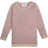 Ribbed Knit Long Sleeve Retro Top, Ash Rose - Shirts - 1 - thumbnail