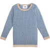 Ribbed Knit Long Sleeve Retro Top, Lake Blue - Shirts - 1 - thumbnail