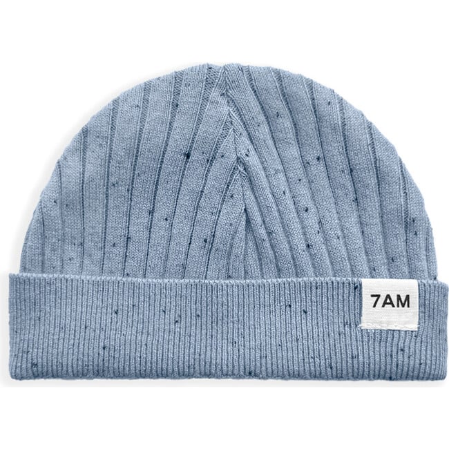 Ribbed Knit Retro Beanie, Lake Blue - Hats - 4