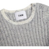 Ribbed Knit Long Sleeve Retro Top, Heather Grey - Shirts - 4